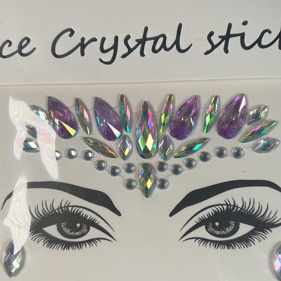 Iridescent Purple Festival Face Rhinestone Crystal Stickers - Picture 1 of 6